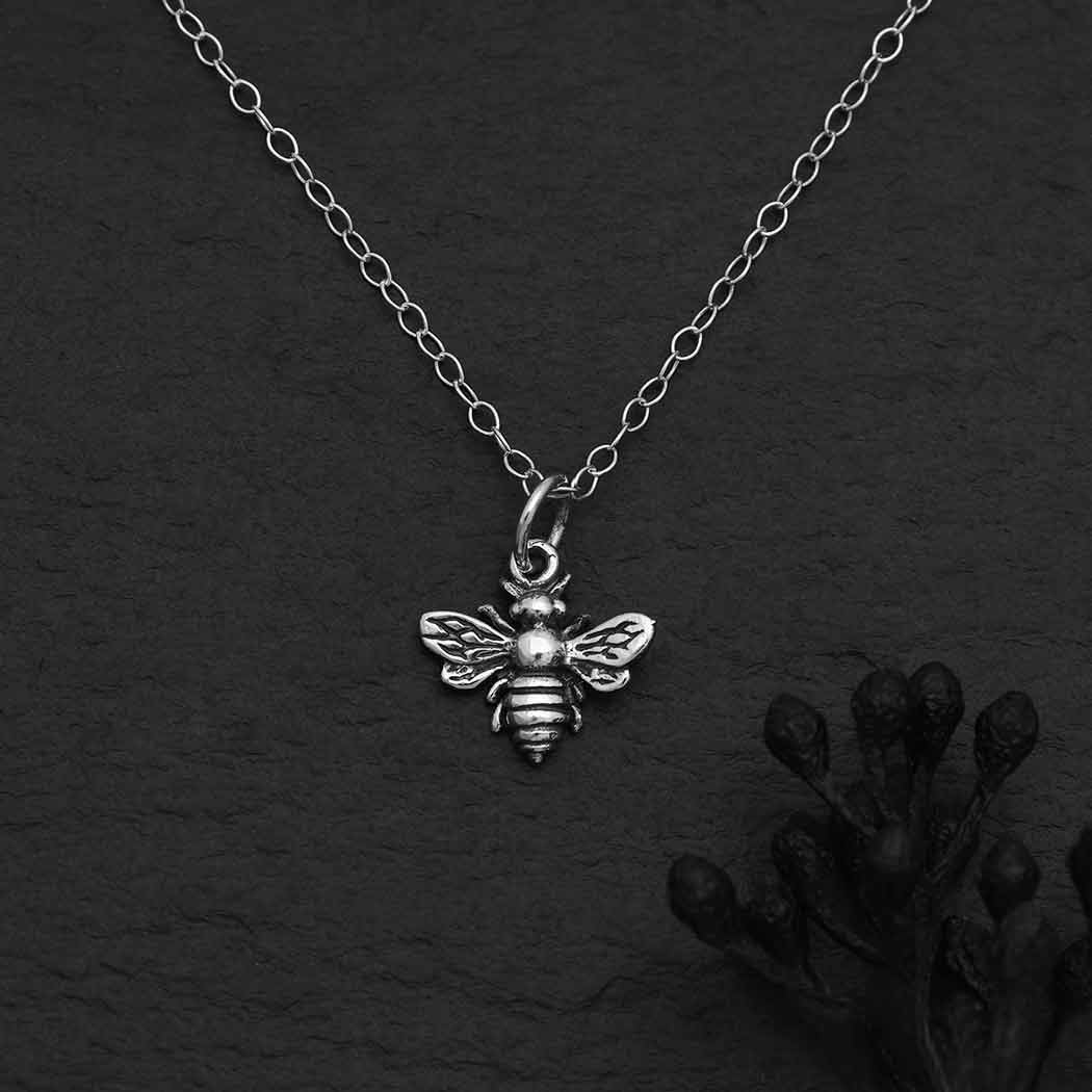 Mini collier abeille en argent sterling – Bijou abeille simple et quotidien