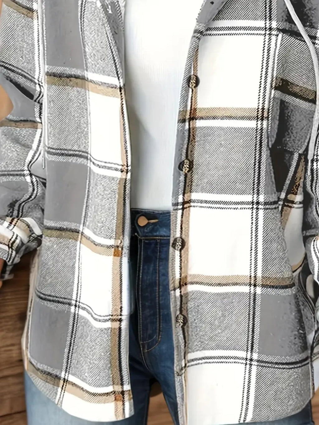 Veste à capuche écossaise pour femme – Manches longues doublées de laine
