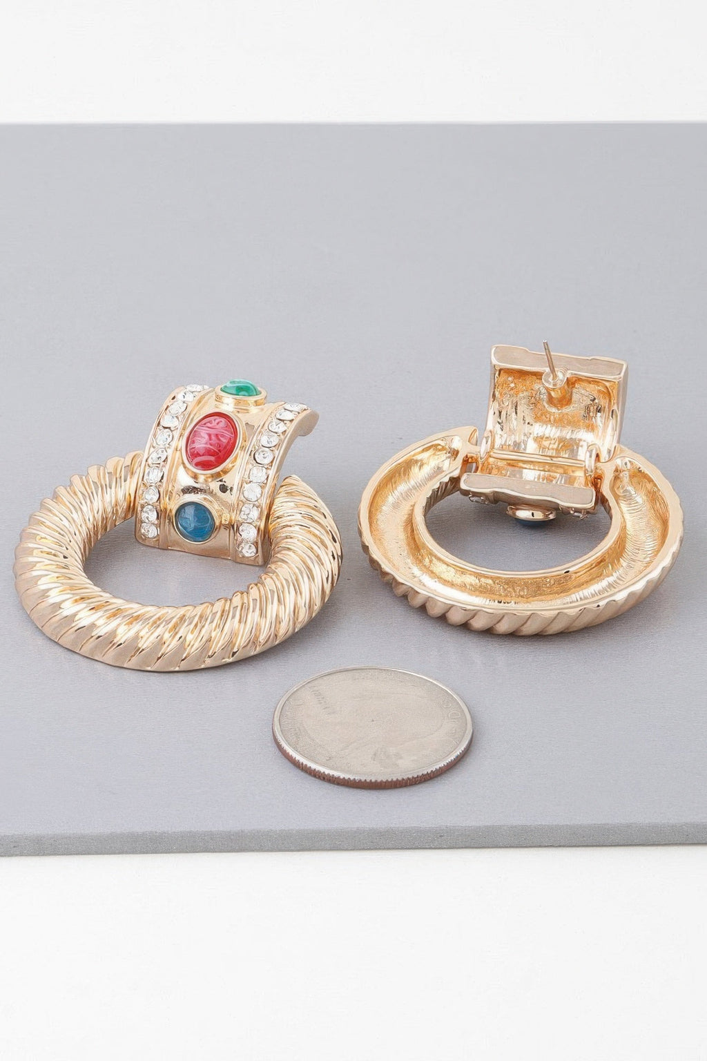 Bejeweled Twisted Hoop Drop Earrings