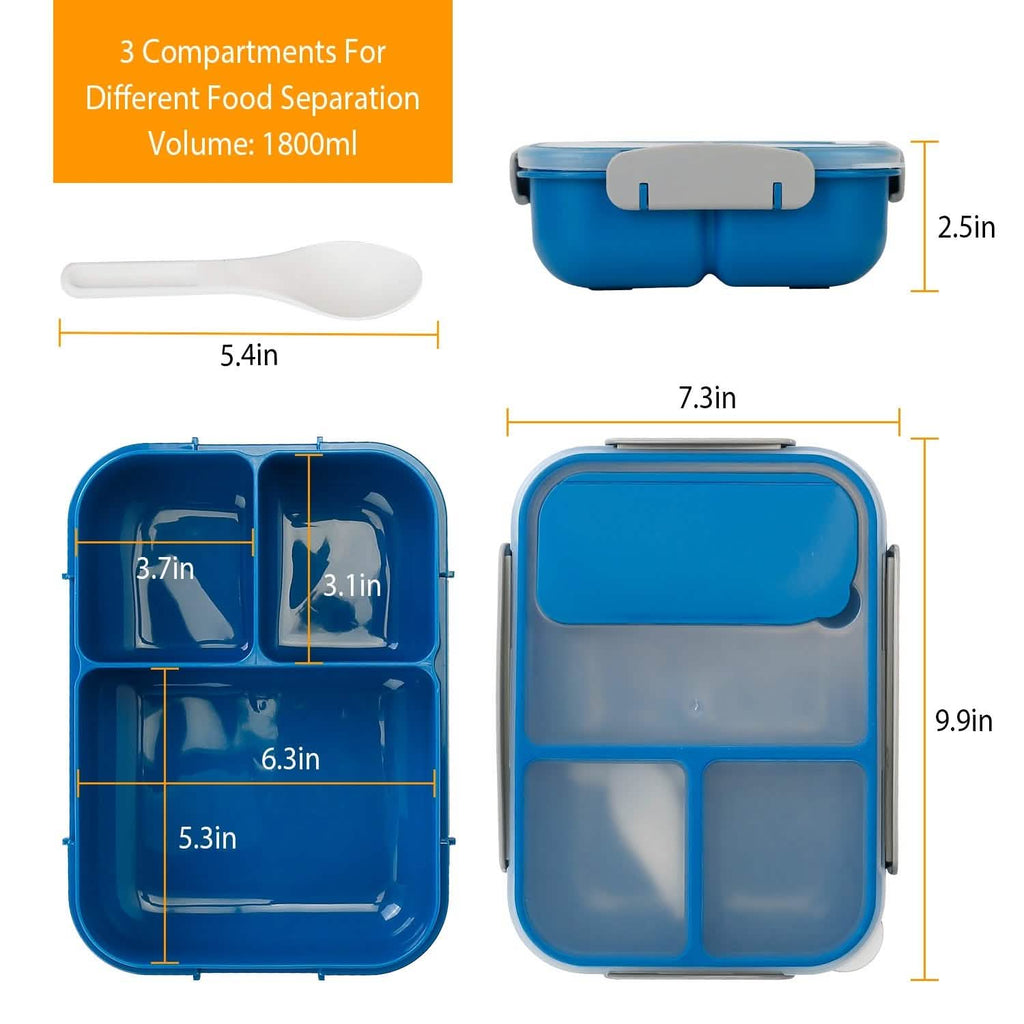 Boîte à Bento Portable avec 3 Compartiments pour Pique-nique et Rangement Alimentaire