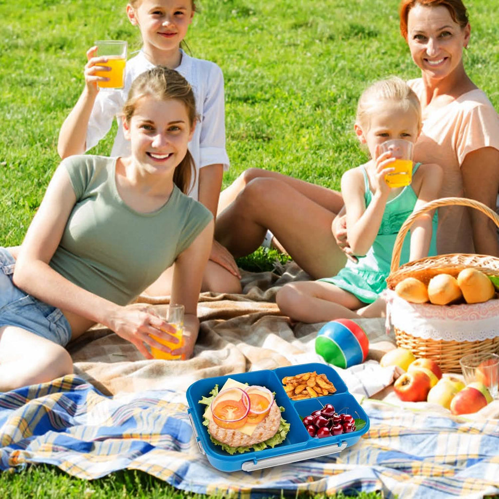 Boîte à Bento Portable avec 3 Compartiments pour Pique-nique et Rangement Alimentaire