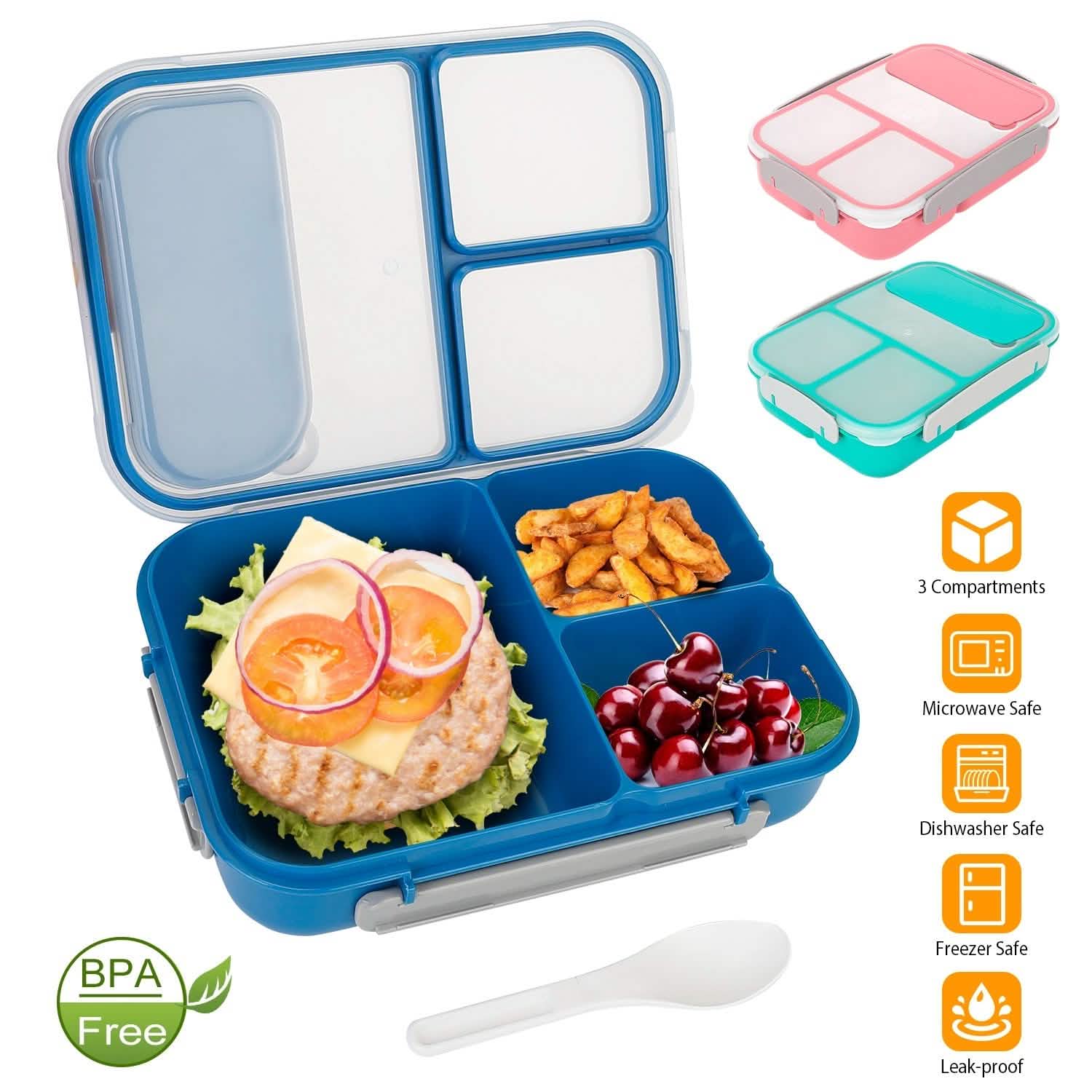 Boîte à Bento Portable avec 3 Compartiments pour Pique-nique et Rangement Alimentaire