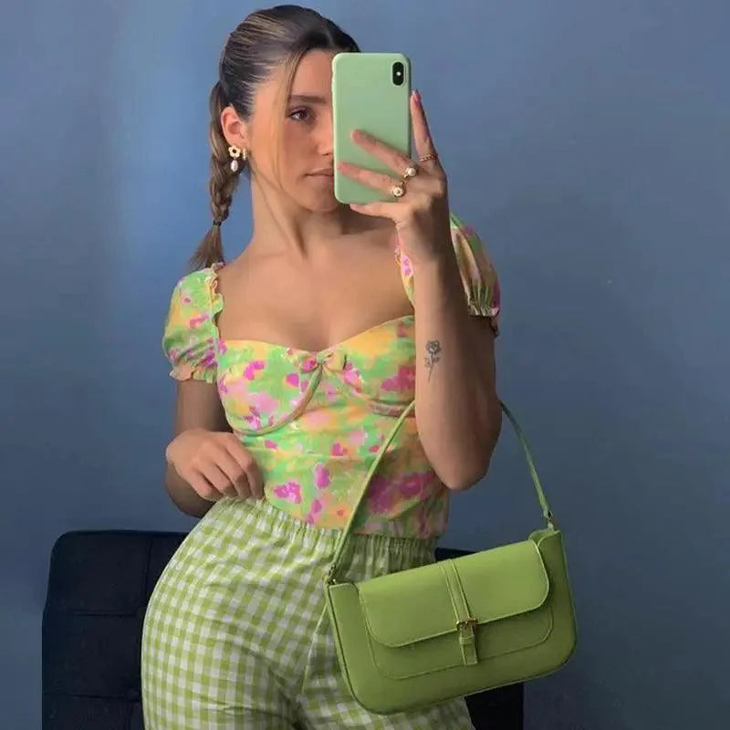 Meilleur Haut Court à Volants à Manches Courtes Imprimé Floral T-shirt Sexy Streetwear Flatteur Mignon pour l'Été