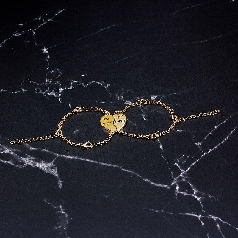 Bracelets « Meilleures Amies » pour 2, Bracelet à maillons en forme de cœur pour femmes et jeunes filles, Parure de bracelets d'amitié inspirants en argent sterling en forme de demi-cœur, Design élégant pour femmes