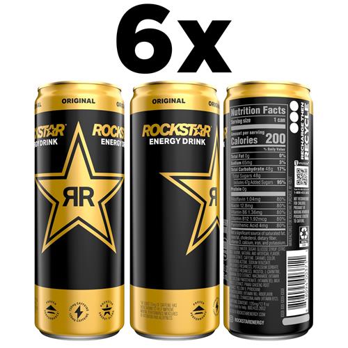 Boisson Énergisante Rockstar Original, canettes de 355 ml (paquet de 6)