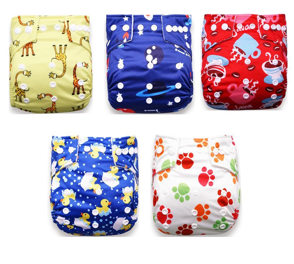 Couches imprimées de luxe modernes pour bébé, lot de 5, couches lavables de bonne qualité avec poche pour enfants