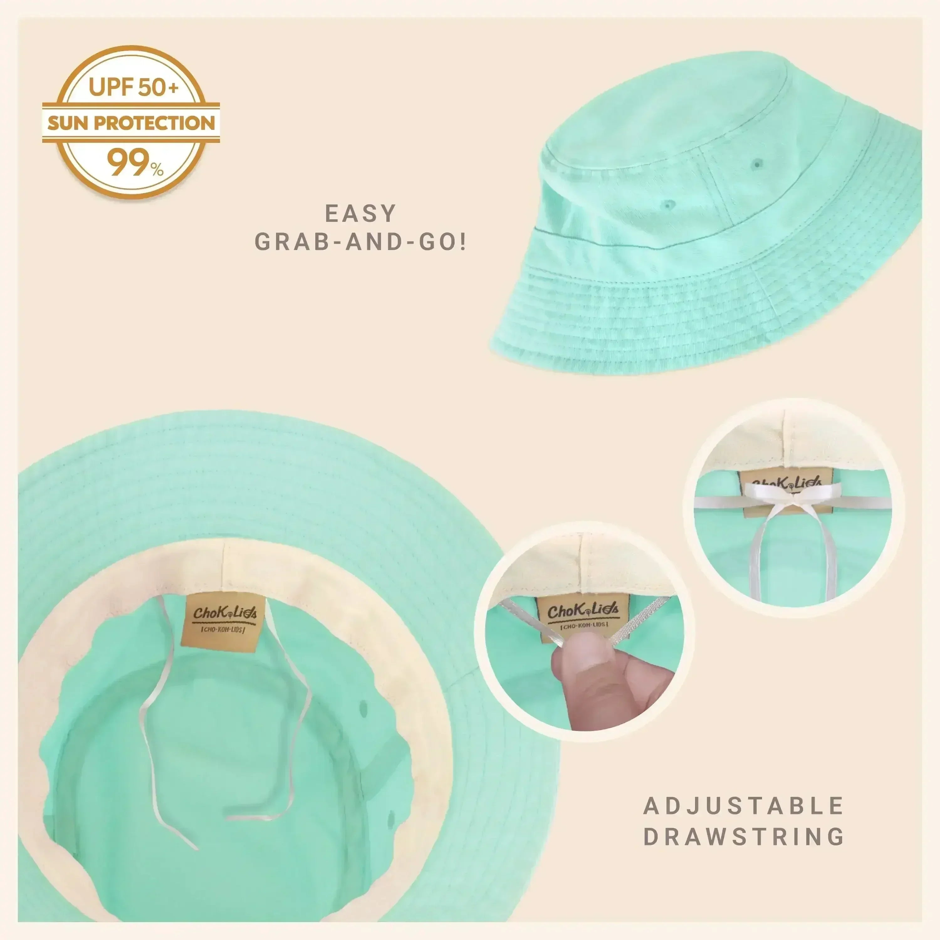 Bob en toile - Coton lavé, bord malléable - Protection solaire UPF