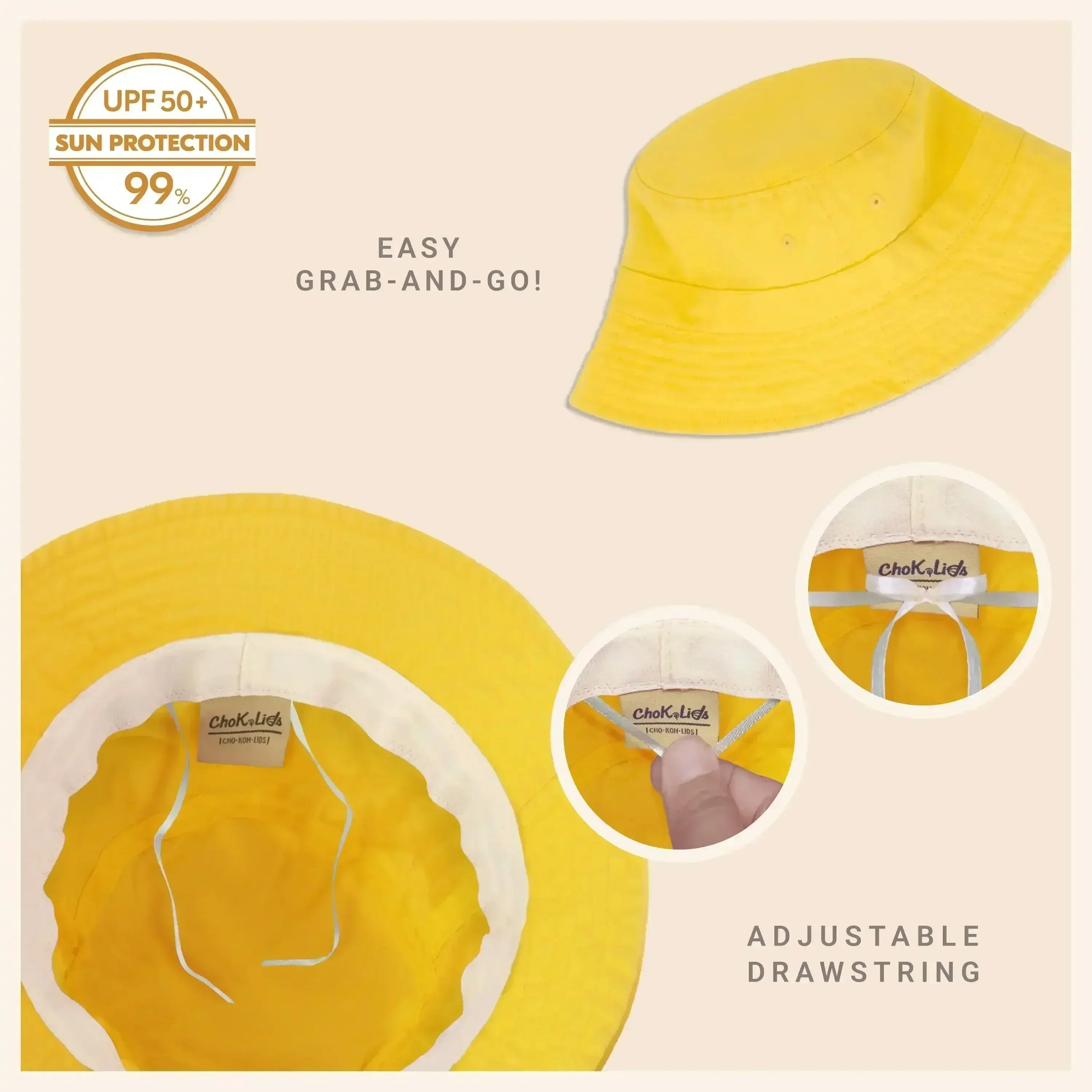 Bob en toile - Coton lavé, bord malléable - Protection solaire UPF
