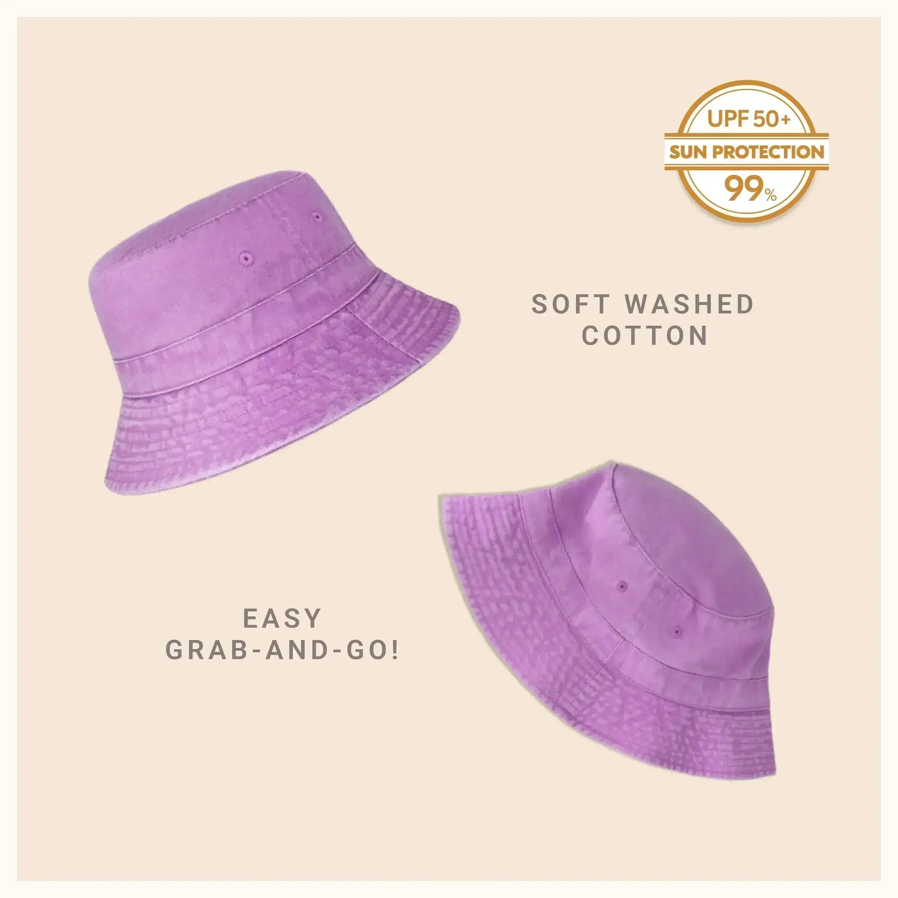 Bob en toile - Coton lavé, bord malléable - Protection solaire UPF