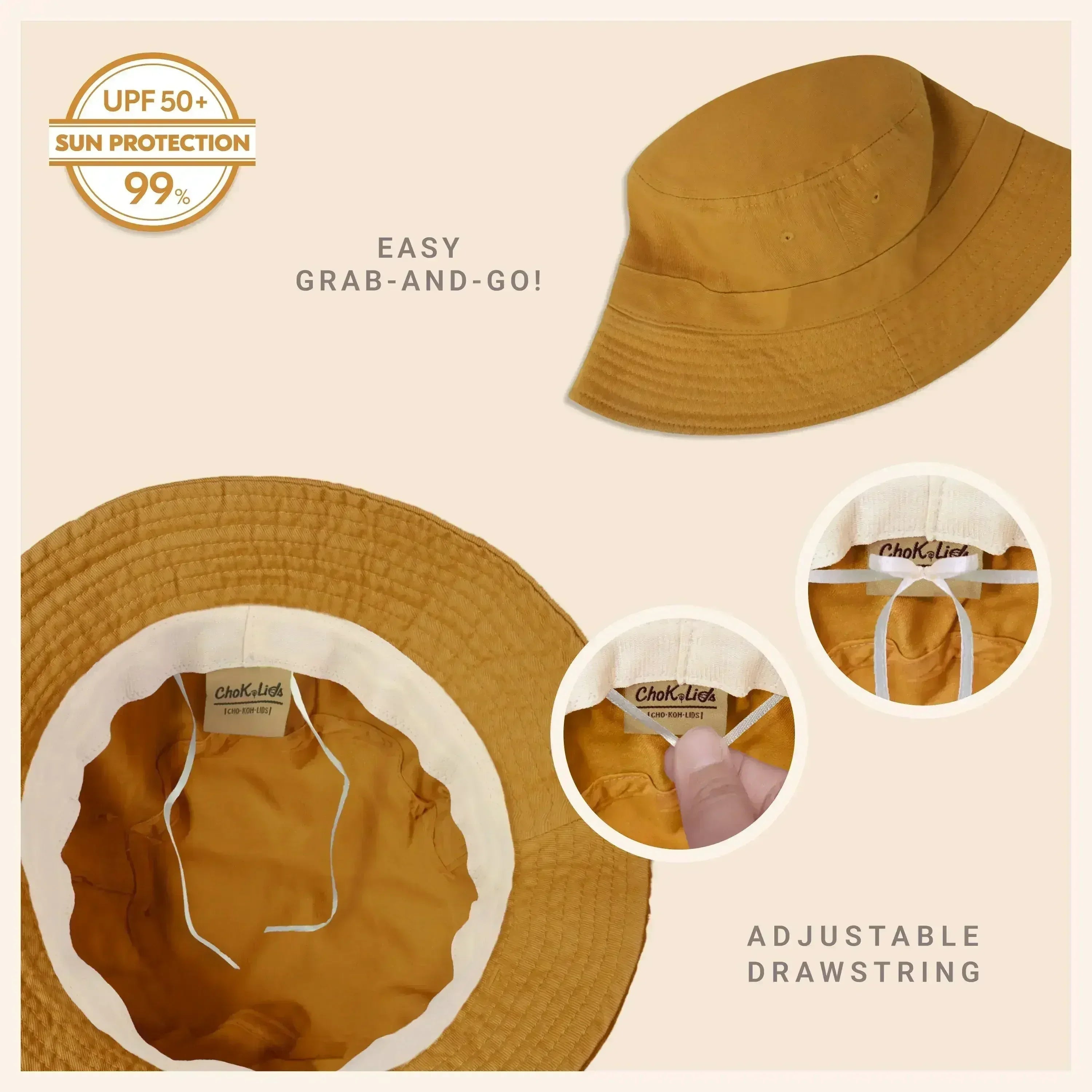 Bob en toile - Coton lavé, bord malléable - Protection solaire UPF
