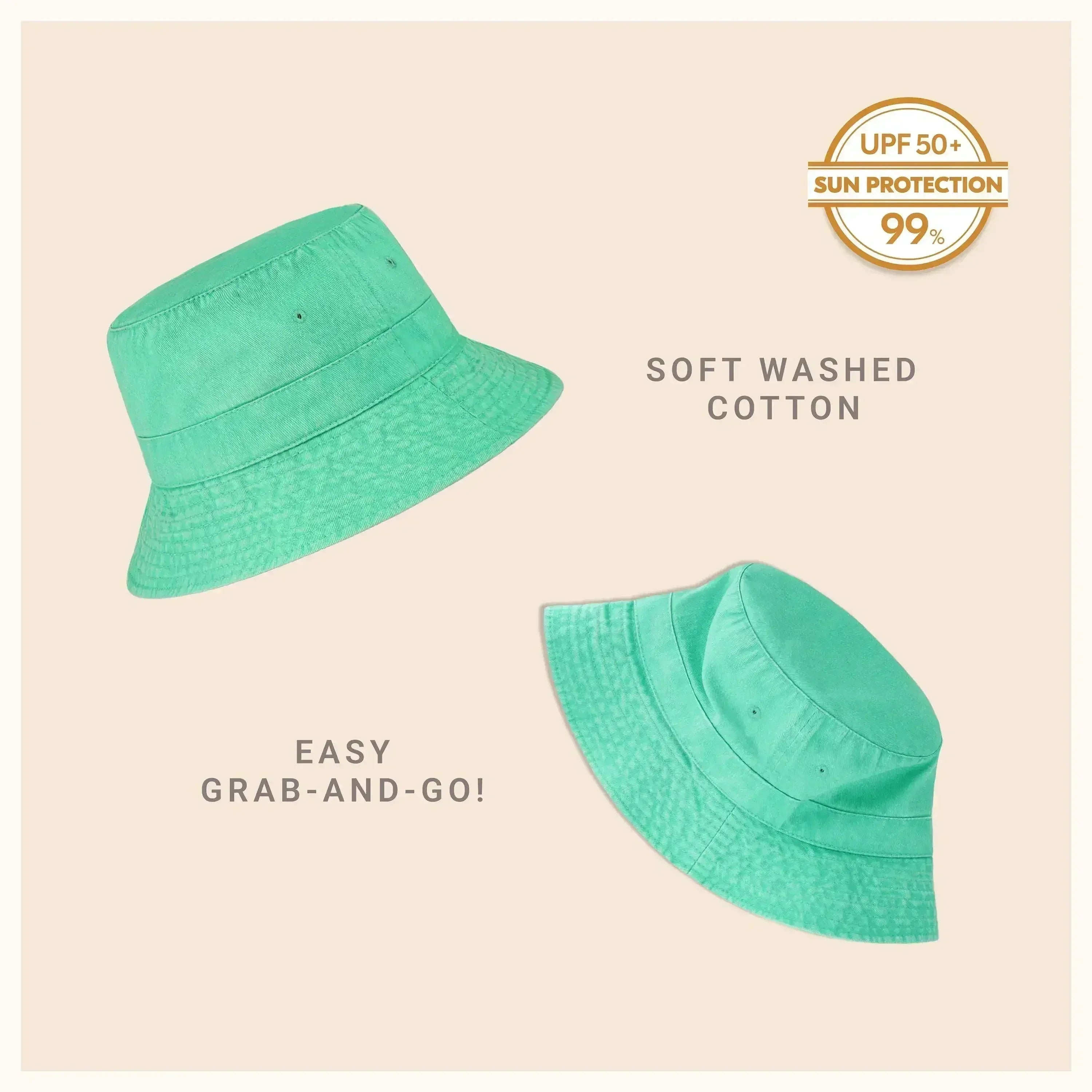 Bob en toile - Coton lavé, bord malléable - Protection solaire UPF