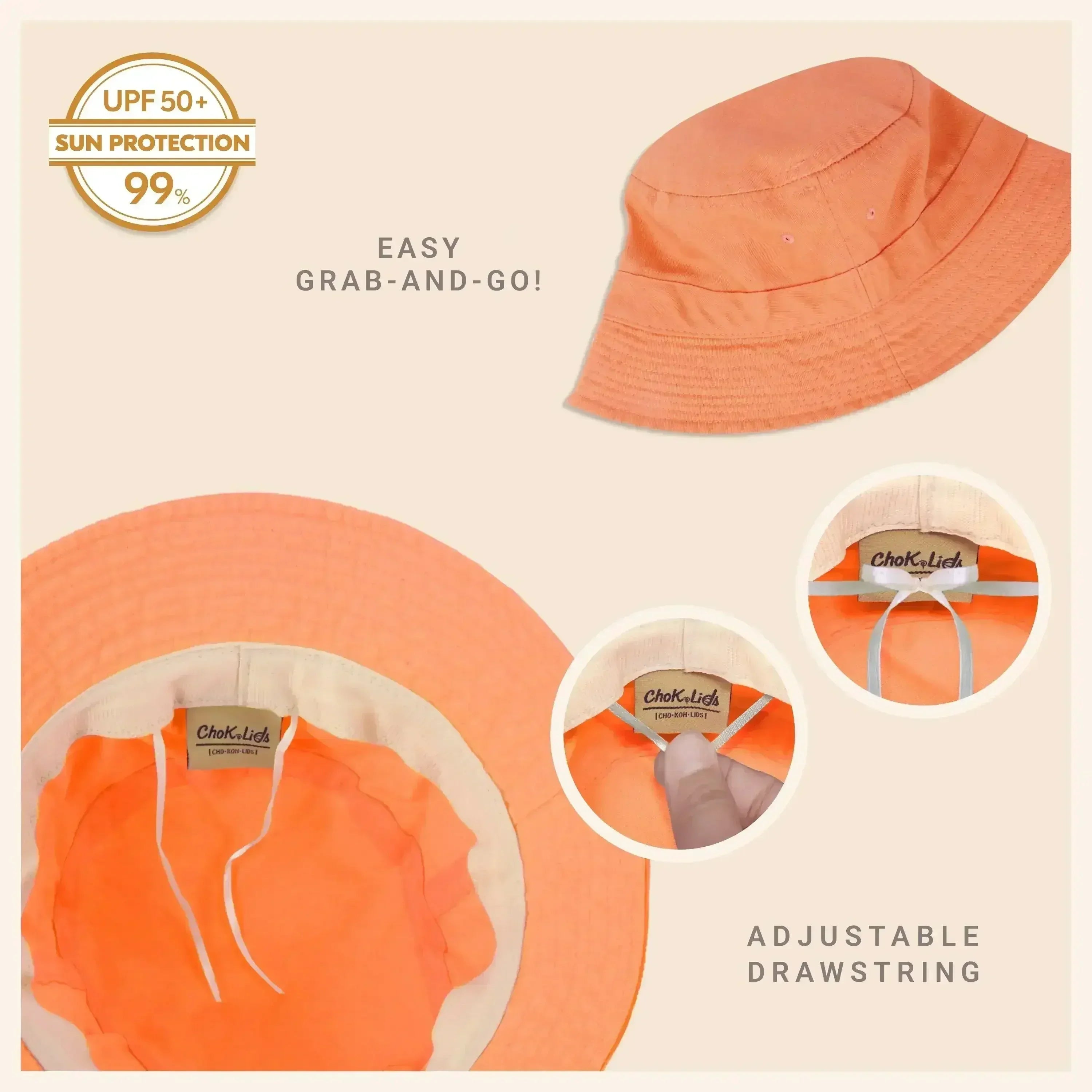 Bob en toile - Coton lavé, bord malléable - Protection solaire UPF