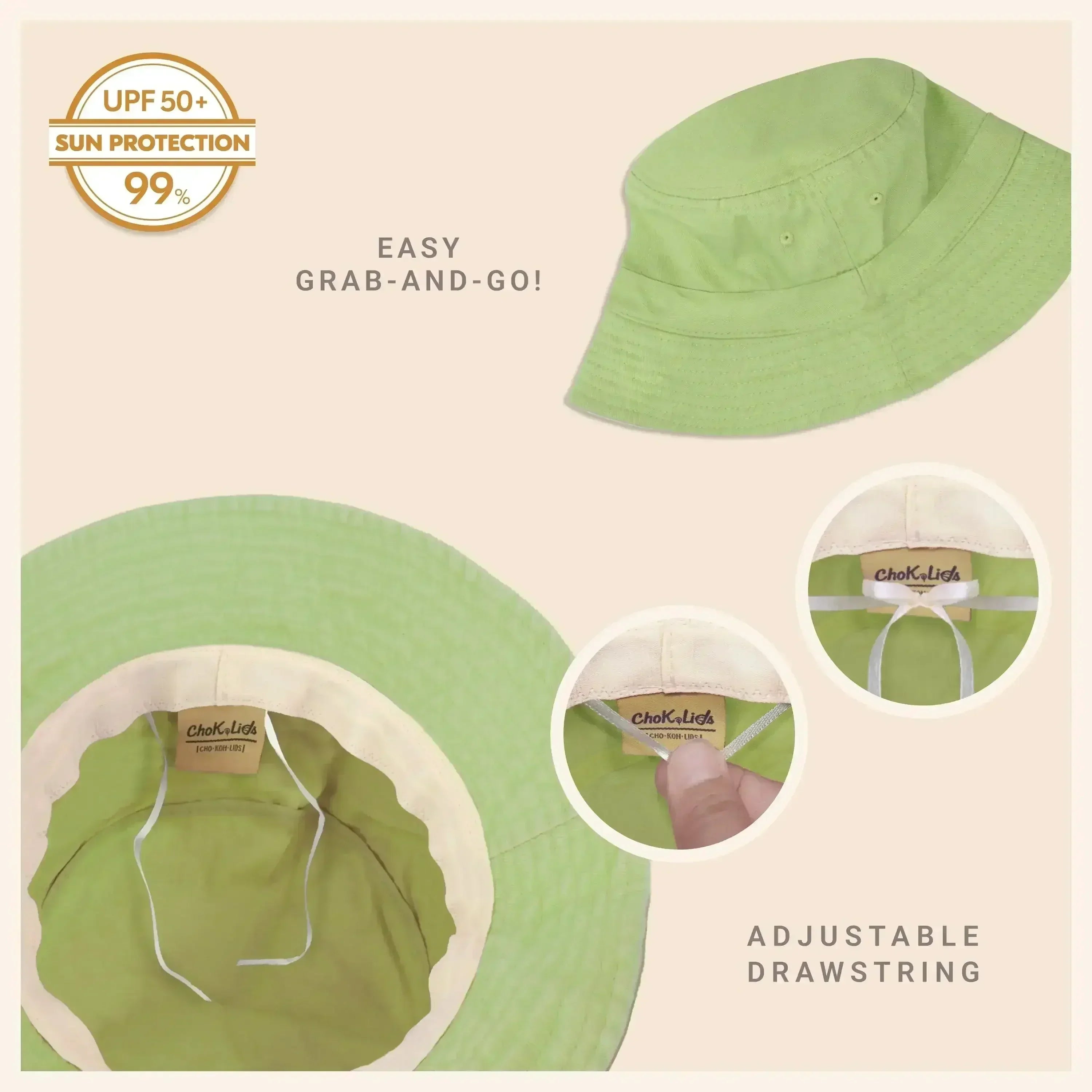Bob en toile - Coton lavé, bord malléable - Protection solaire UPF