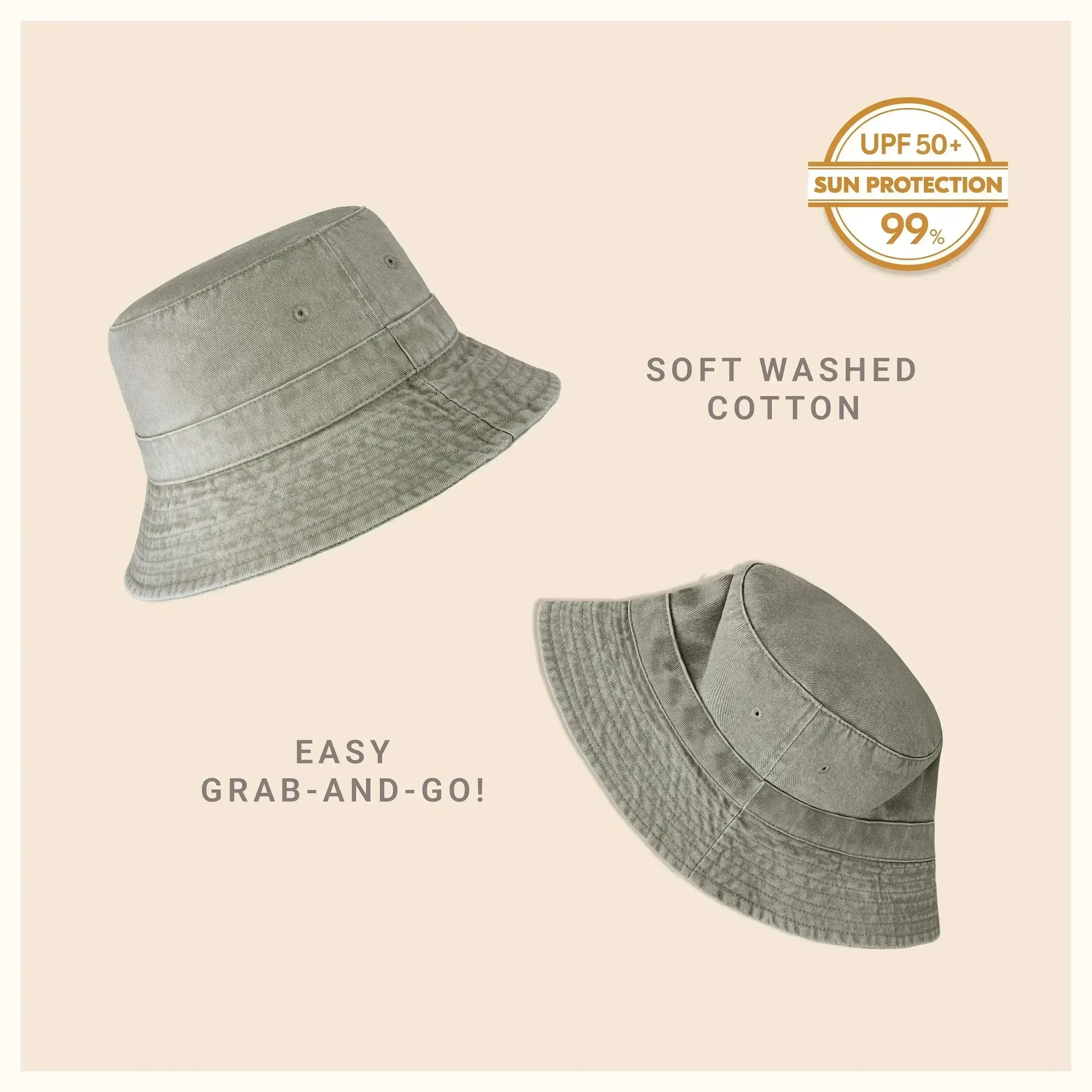 Bob en toile - Coton lavé, bord malléable - Protection solaire UPF