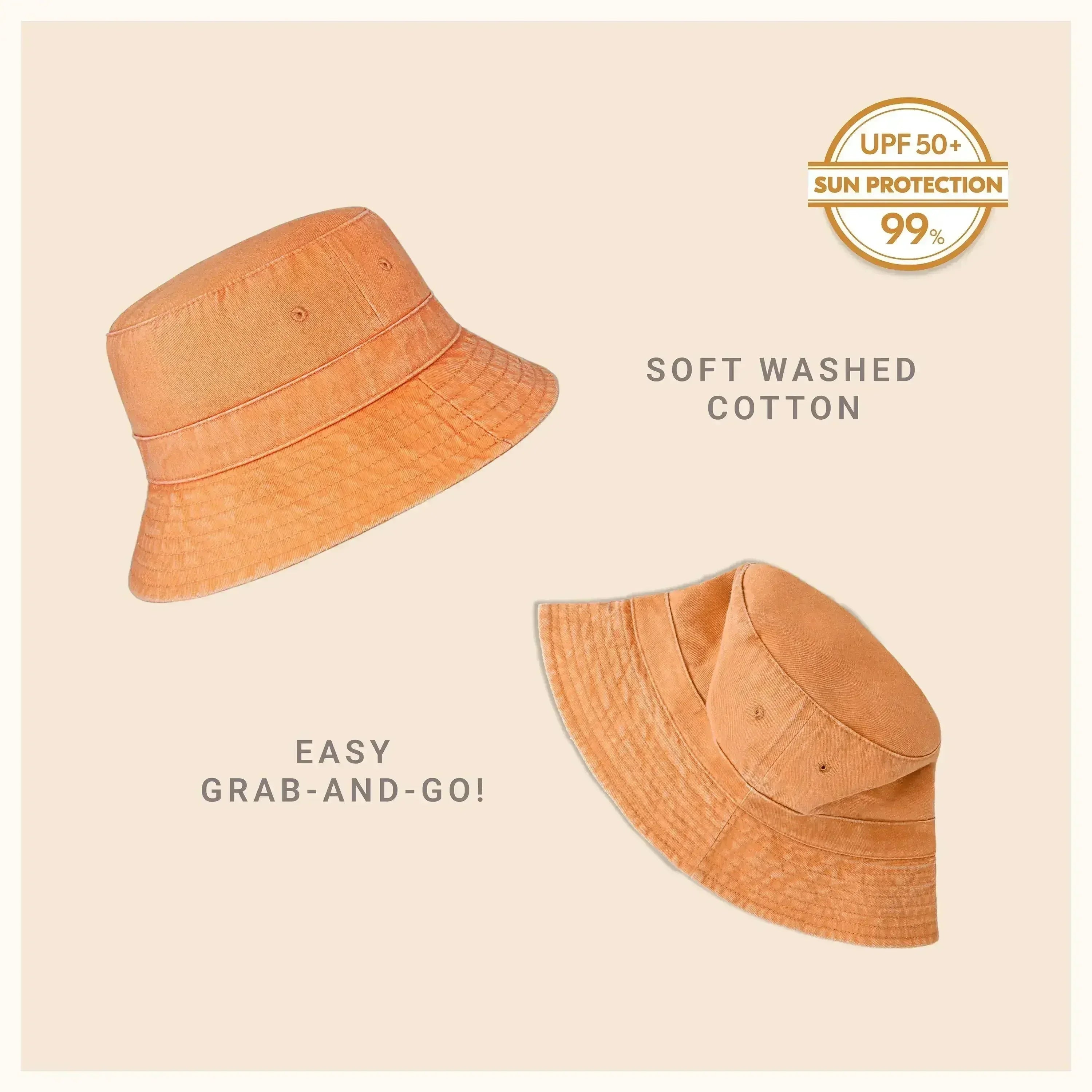 Bob en toile - Coton lavé, bord malléable - Protection solaire UPF