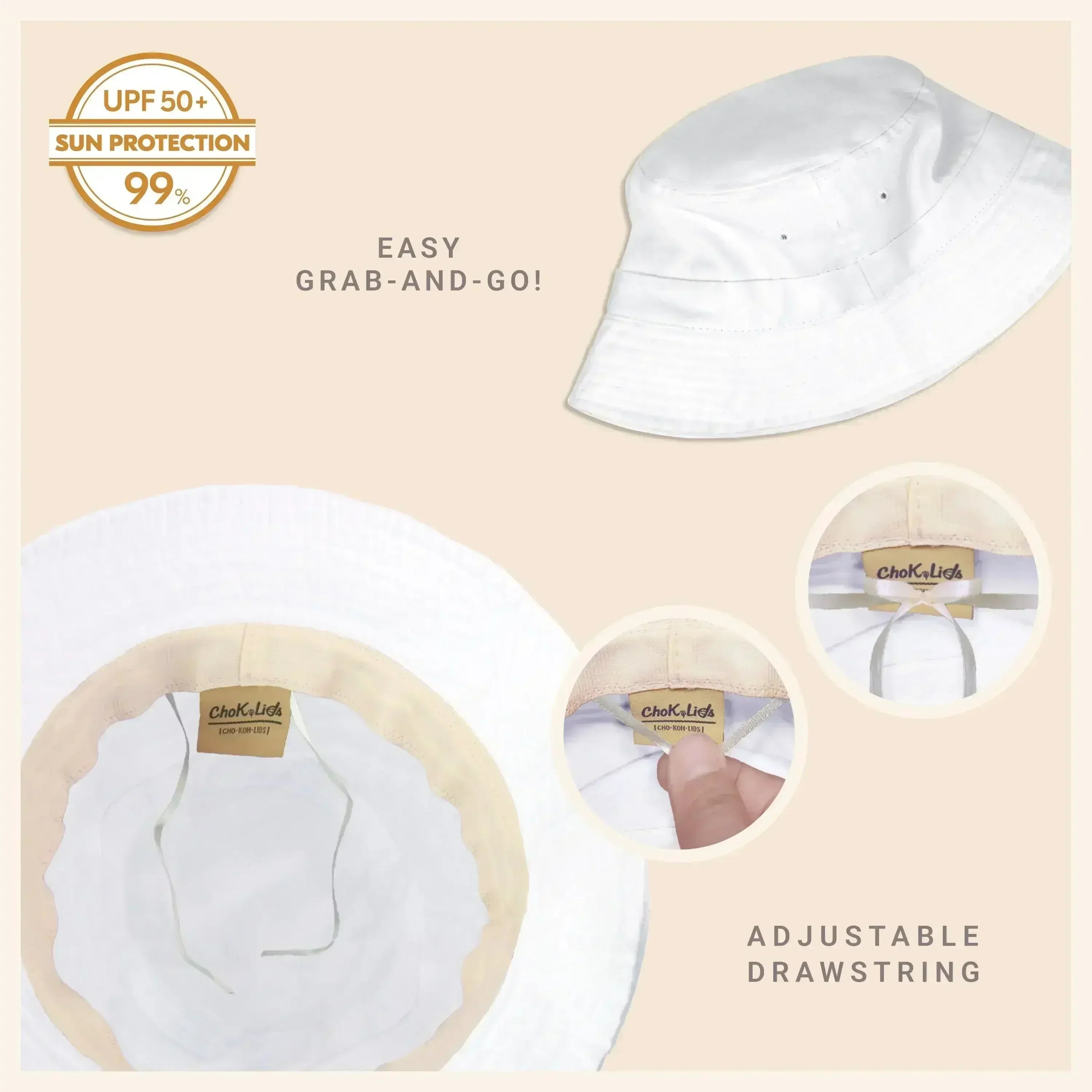 Bob en toile - Coton lavé, bord malléable - Protection solaire UPF