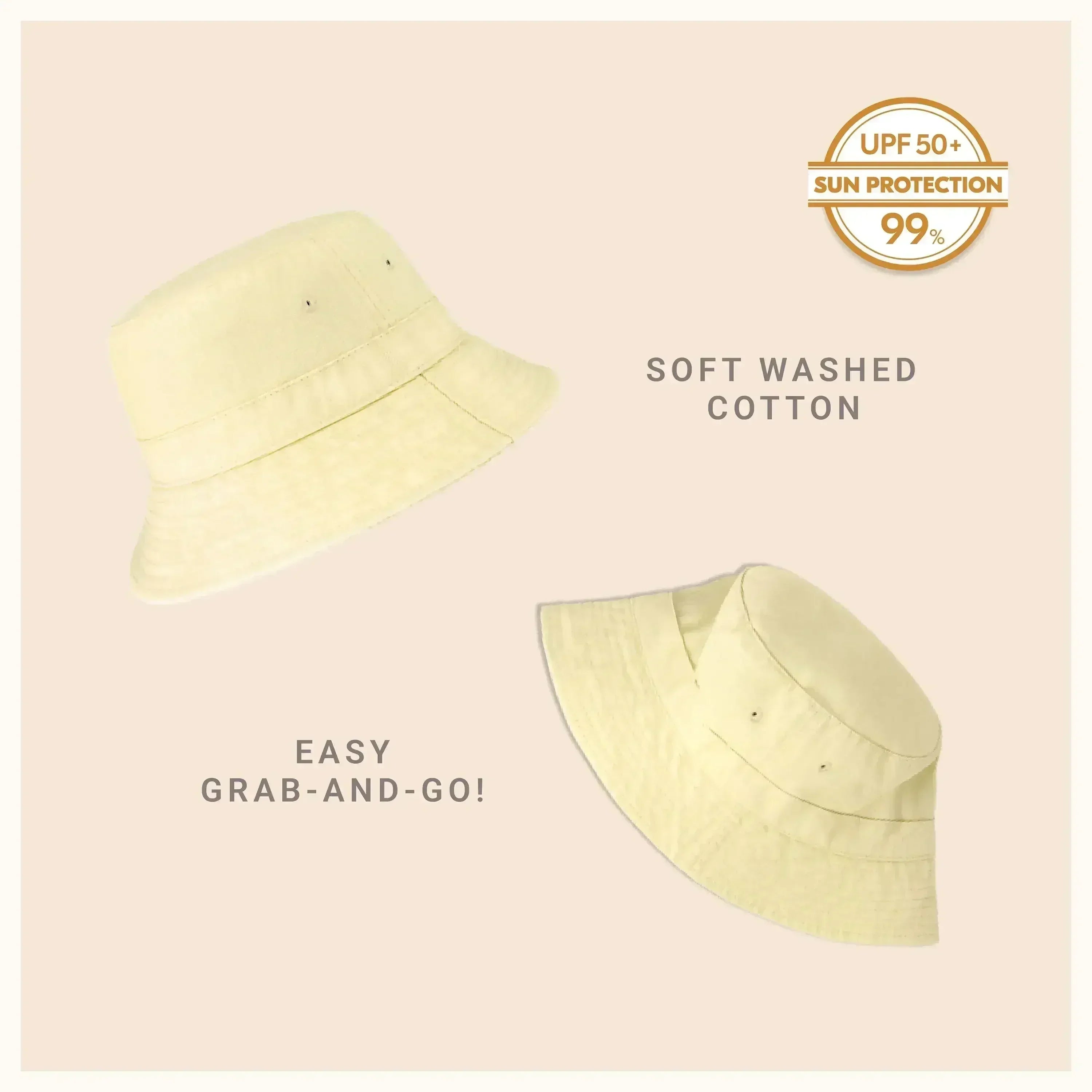 Bob en toile - Coton lavé, bord malléable - Protection solaire UPF