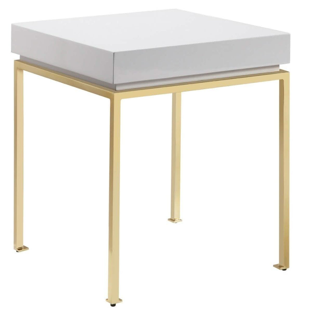 Table de chevet Bianca, cadre carré, laque très brillante