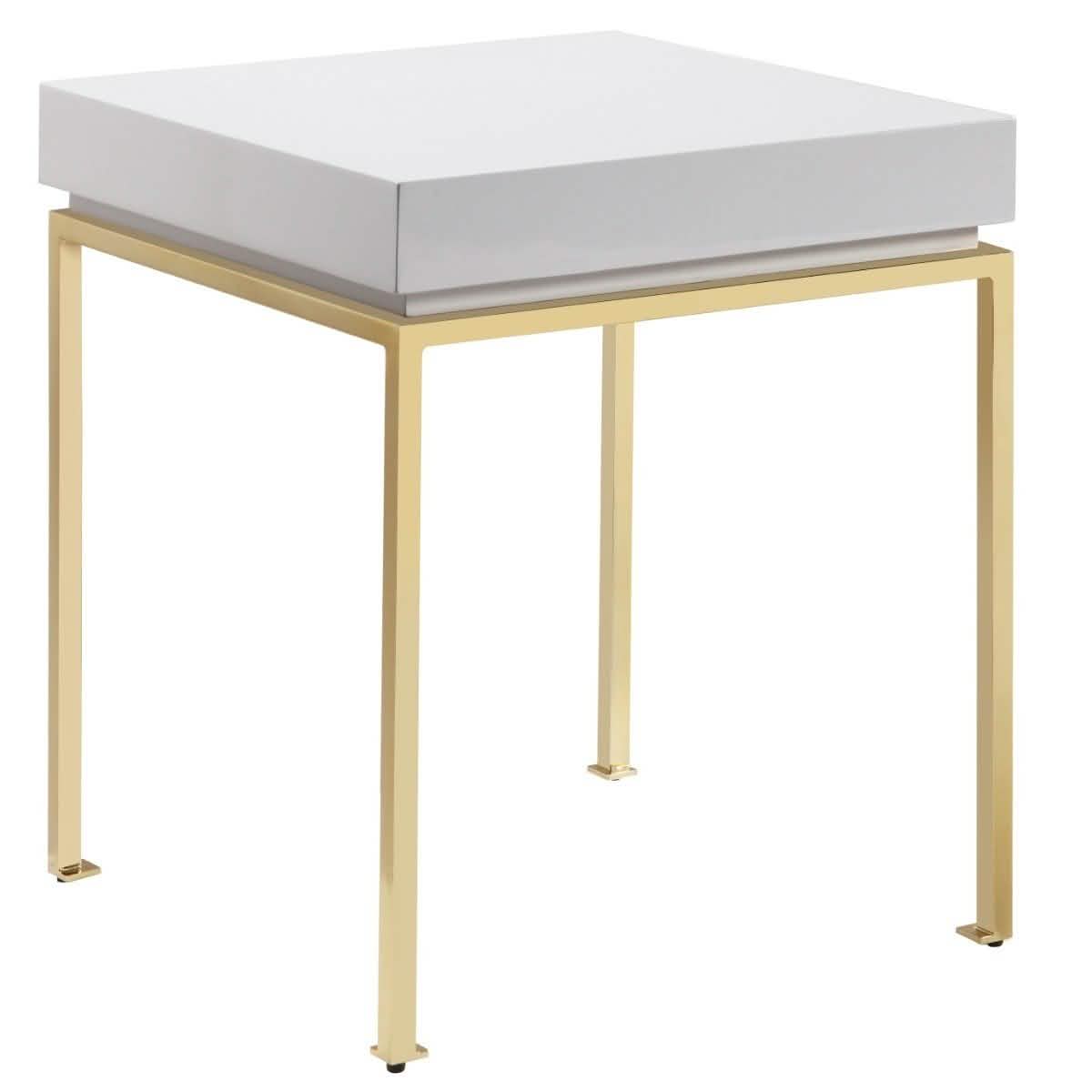 Table de chevet Bianca, cadre carré, laque très brillante