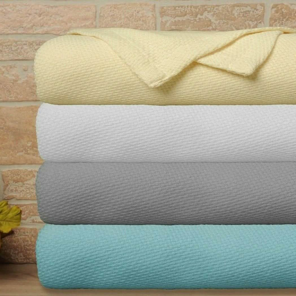 Couverture thermique en 100 % coton tissage gaufré Bibb Home