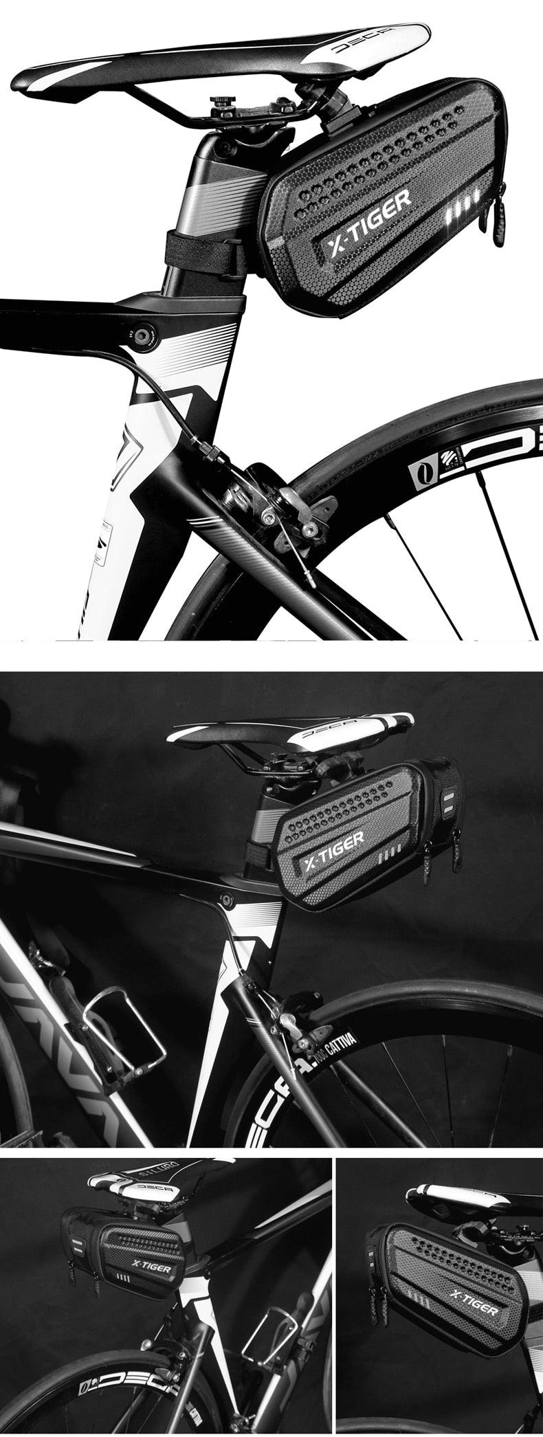 Sac de vélo étanche pour vélo de route 1,2 L Grande capacité Sac arrière sous la selle pour accessoires de vélo Sacoche de selle de vélo Pochette de selle de vélo pour rangement d'accessoires de vélo de montagne et de route