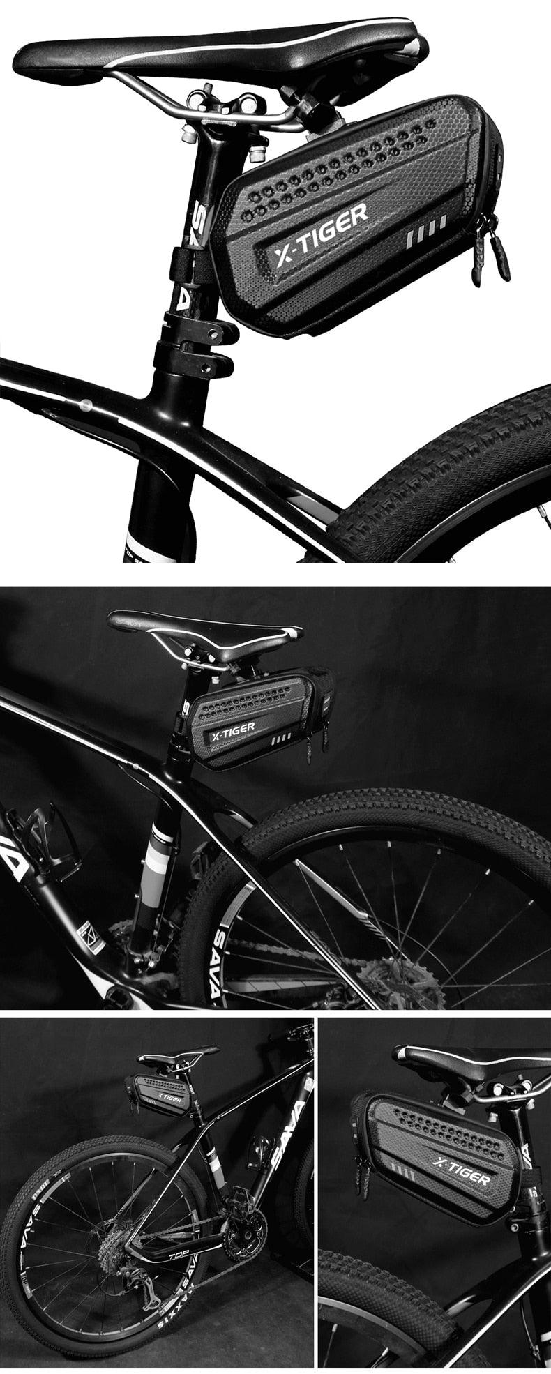 Sac de vélo étanche pour vélo de route 1,2 L Grande capacité Sac arrière sous la selle pour accessoires de vélo Sacoche de selle de vélo Pochette de selle de vélo pour rangement d'accessoires de vélo de montagne et de route
