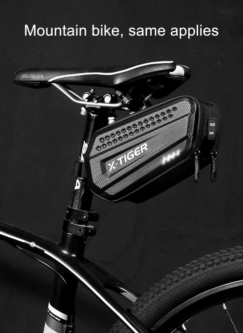 Sac de vélo étanche pour vélo de route 1,2 L Grande capacité Sac arrière sous la selle pour accessoires de vélo Sacoche de selle de vélo Pochette de selle de vélo pour rangement d'accessoires de vélo de montagne et de route