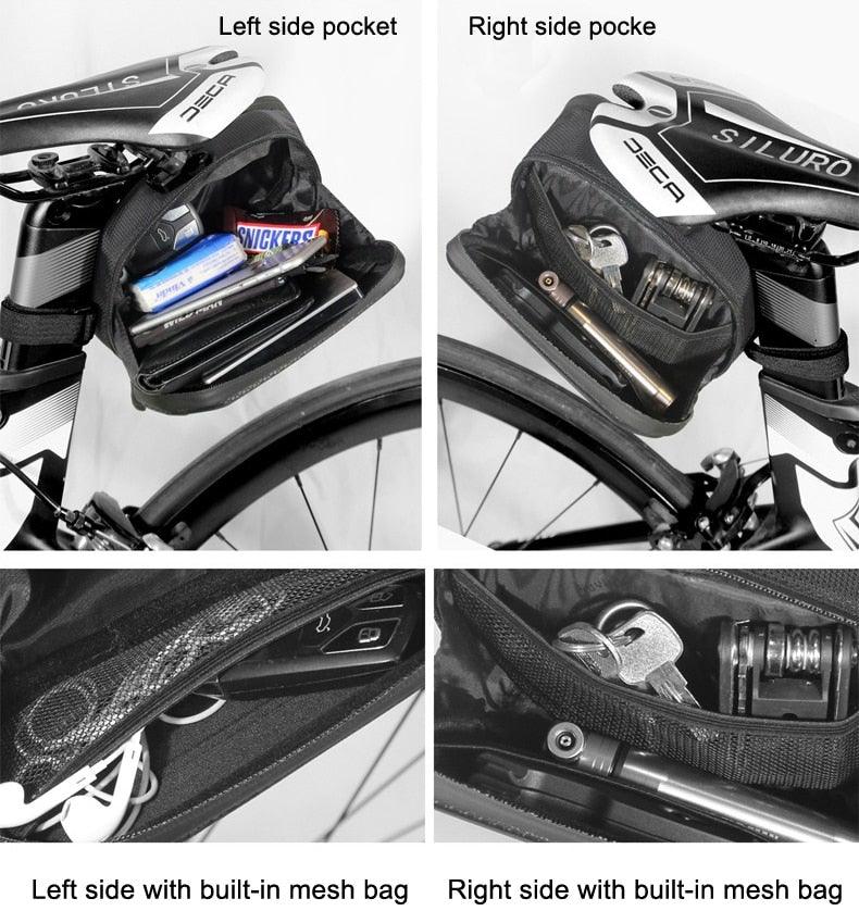 Sac de vélo étanche pour vélo de route 1,2 L Grande capacité Sac arrière sous la selle pour accessoires de vélo Sacoche de selle de vélo Pochette de selle de vélo pour rangement d'accessoires de vélo de montagne et de route