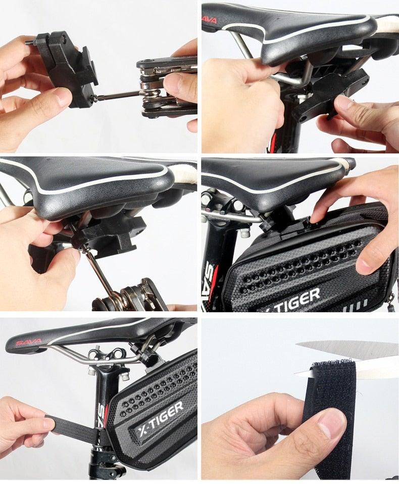 Sac de vélo étanche pour vélo de route 1,2 L Grande capacité Sac arrière sous la selle pour accessoires de vélo Sacoche de selle de vélo Pochette de selle de vélo pour rangement d'accessoires de vélo de montagne et de route