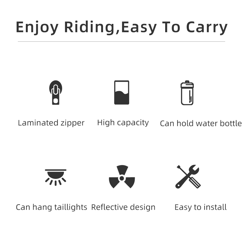 Sac de vélo déperlant, durable, réfléchissant, pour vélo de route avec poche pour bouteille d'eau de 1,5 L, accessoires pour sacoche de vélo, sacoche de selle de vélo avec porte-bidon, sacoche de vélo sous selle étanche pour vélo de route
