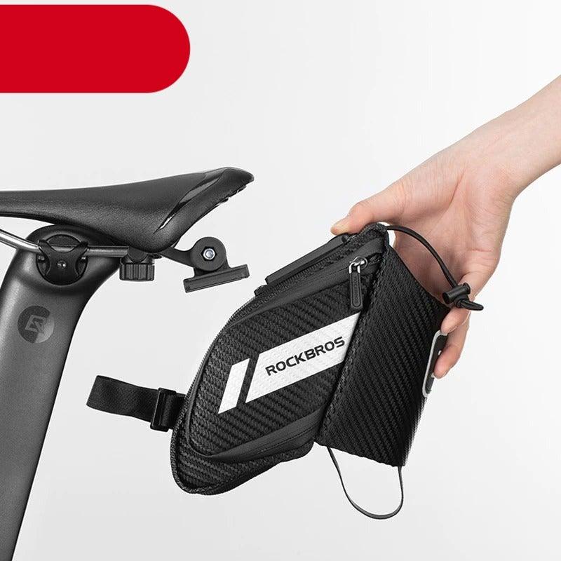 Sac de vélo déperlant, durable, réfléchissant, pour vélo de route avec poche pour bouteille d'eau de 1,5 L, accessoires pour sacoche de vélo, sacoche de selle de vélo avec porte-bidon, sacoche de vélo sous selle étanche pour vélo de route