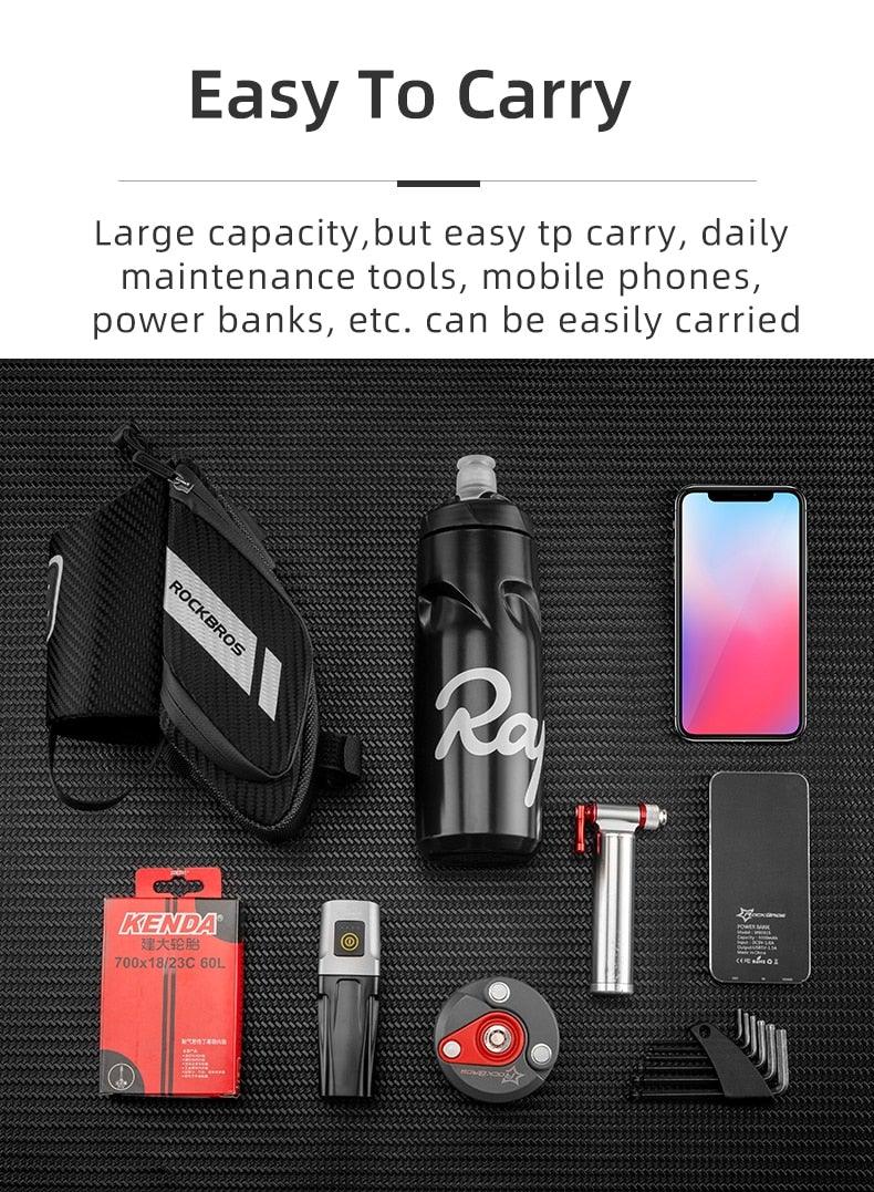 Sac de vélo déperlant, durable, réfléchissant, pour vélo de route avec poche pour bouteille d'eau de 1,5 L, accessoires pour sacoche de vélo, sacoche de selle de vélo avec porte-bidon, sacoche de vélo sous selle étanche pour vélo de route
