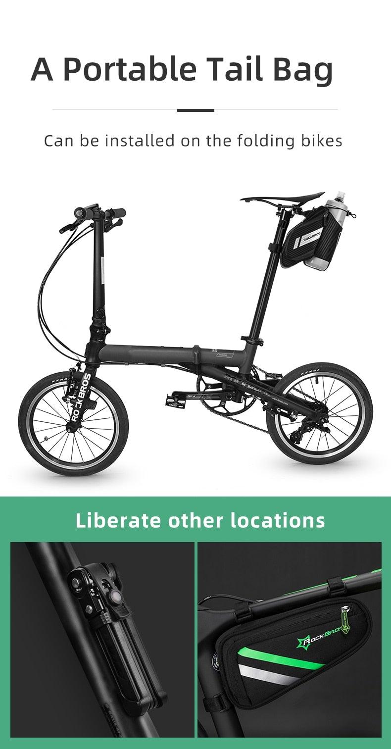 Sac de vélo déperlant, durable, réfléchissant, pour vélo de route avec poche pour bouteille d'eau de 1,5 L, accessoires pour sacoche de vélo, sacoche de selle de vélo avec porte-bidon, sacoche de vélo sous selle étanche pour vélo de route