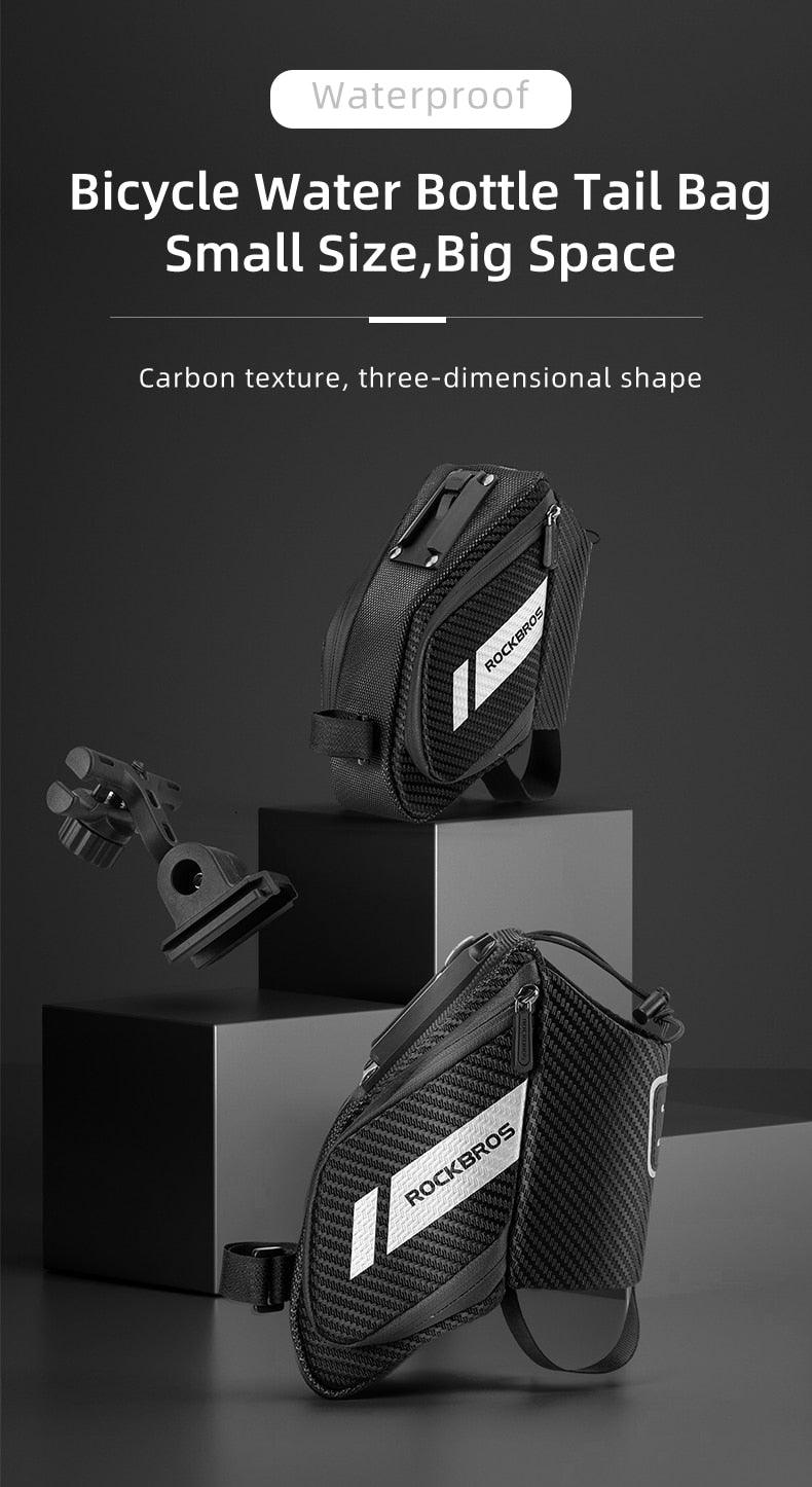 Sac de vélo déperlant, durable, réfléchissant, pour vélo de route avec poche pour bouteille d'eau de 1,5 L, accessoires pour sacoche de vélo, sacoche de selle de vélo avec porte-bidon, sacoche de vélo sous selle étanche pour vélo de route