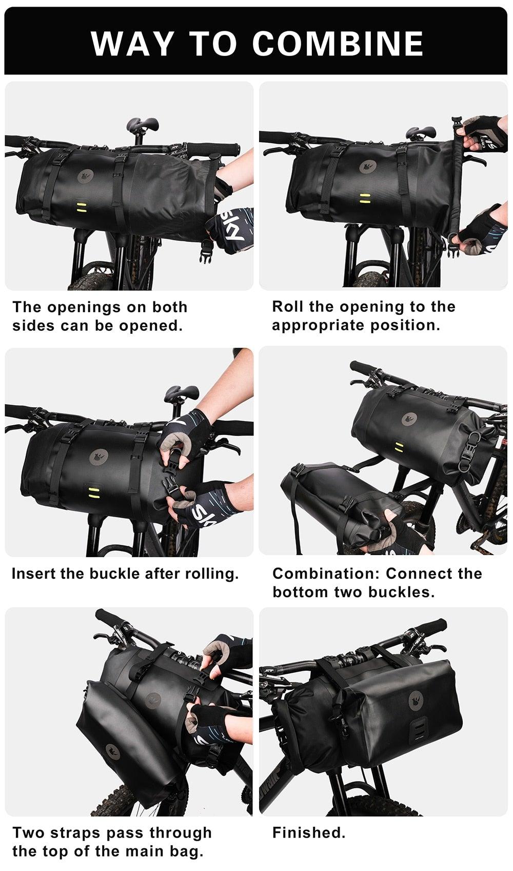 Sac de vélo étanche grande capacité, sac de guidon, 2 pièces, sac de cyclisme pour tube avant, accessoires de vélo, sac de vélo étanche pour guidon de vélo, accessoires de cyclisme pour vélo de sport