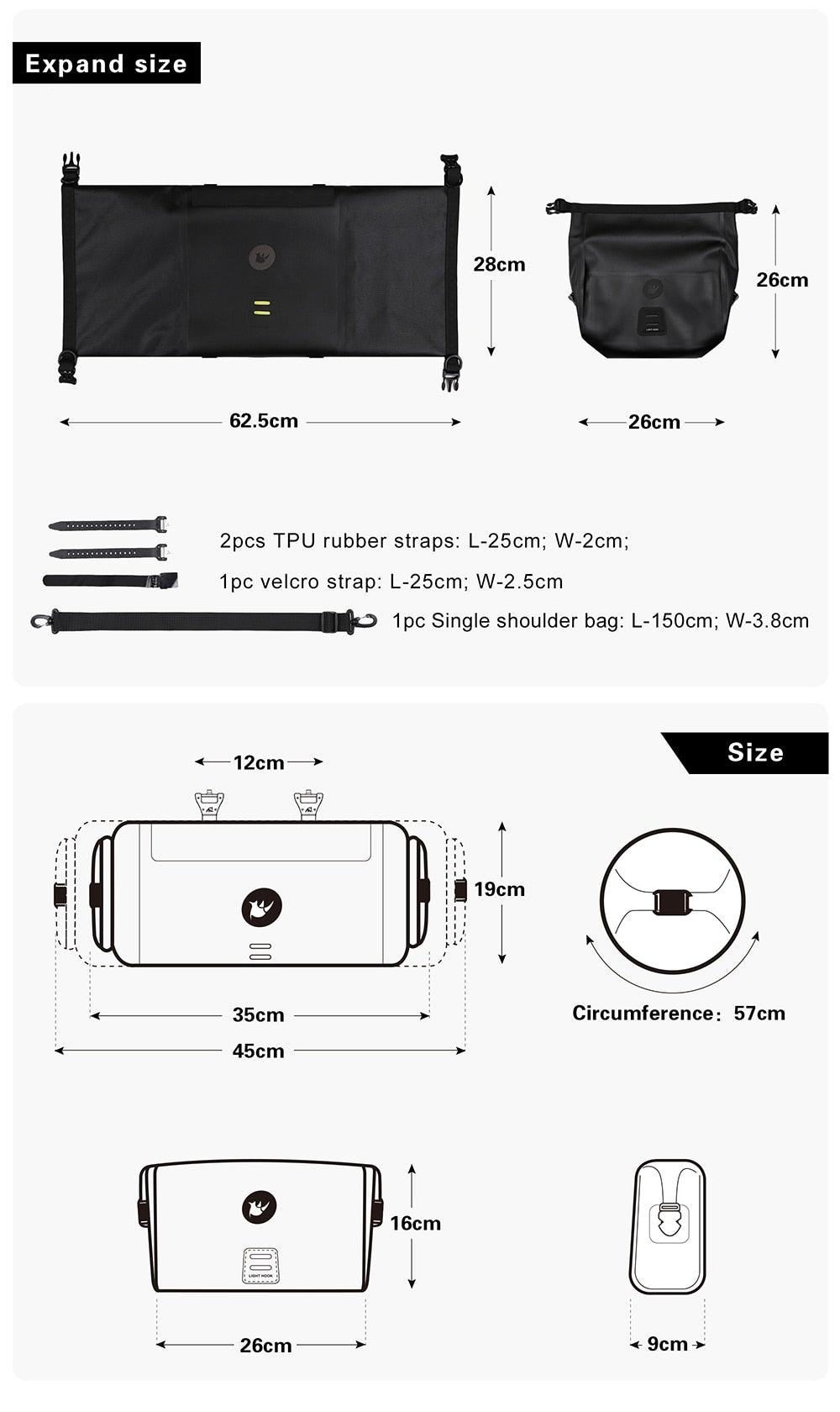 Sac de vélo étanche grande capacité, sac de guidon, 2 pièces, sac de cyclisme pour tube avant, accessoires de vélo, sac de vélo étanche pour guidon de vélo, accessoires de cyclisme pour vélo de sport