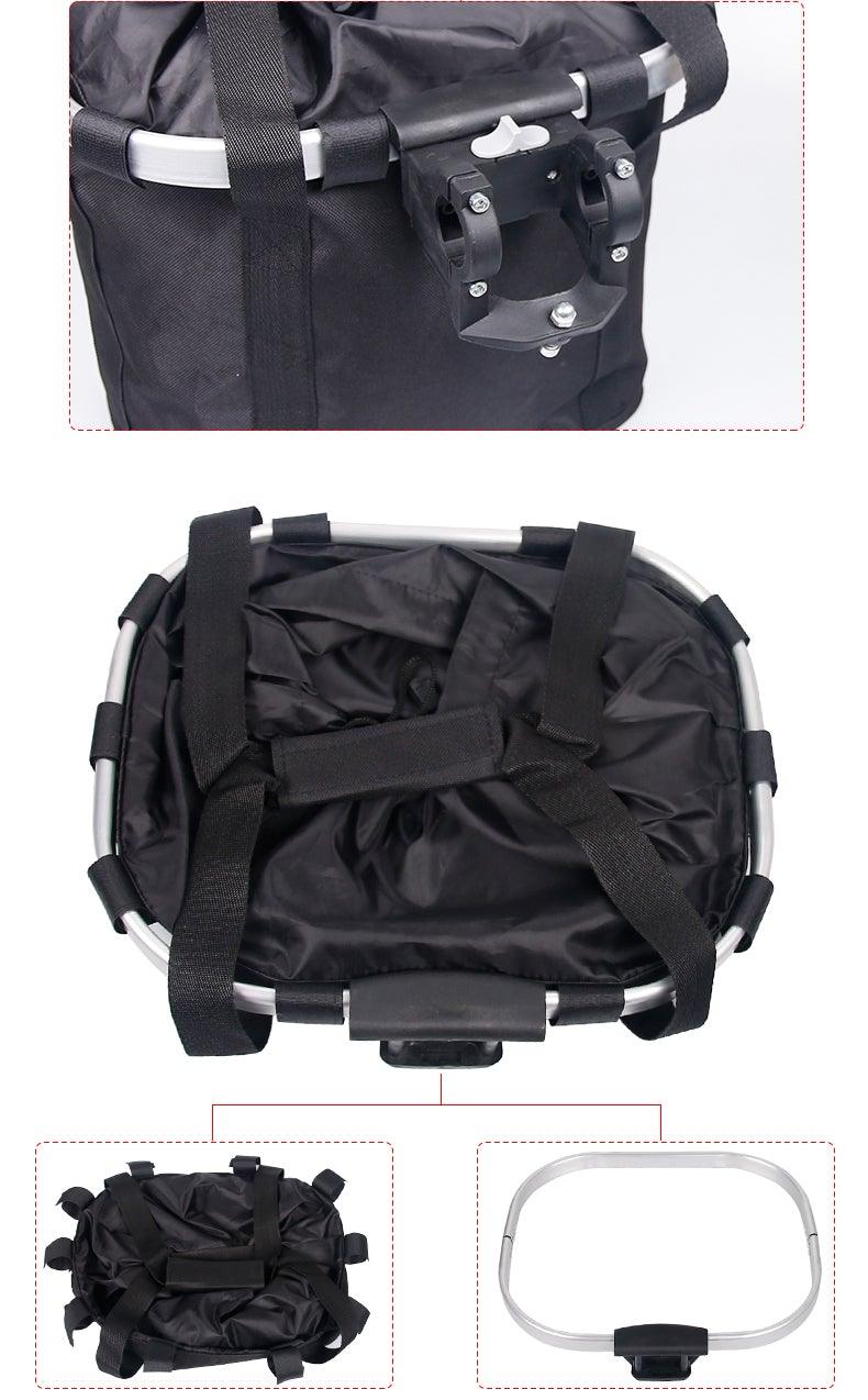 Panier de vélo pour guidon, support de transport pour cyclisme, pochette de vélo, sac de transport avant, panier de chargement de vélo, panier de vélo amovible, panier pliable pour petit chien ou chat pour la plupart des VTT et vélos, installation facile