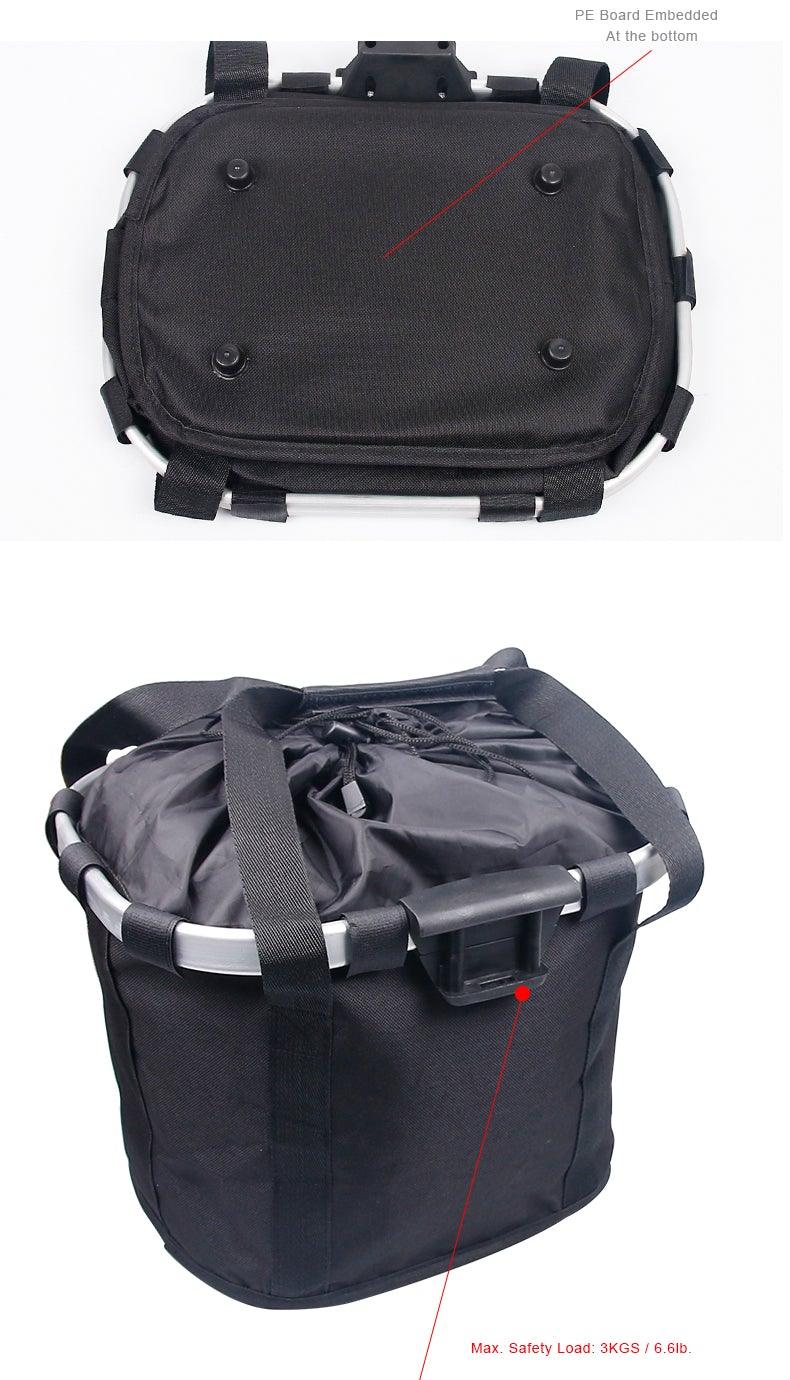 Panier de vélo pour guidon, support de transport pour cyclisme, pochette de vélo, sac de transport avant, panier de chargement de vélo, panier de vélo amovible, panier pliable pour petit chien ou chat pour la plupart des VTT et vélos, installation facile