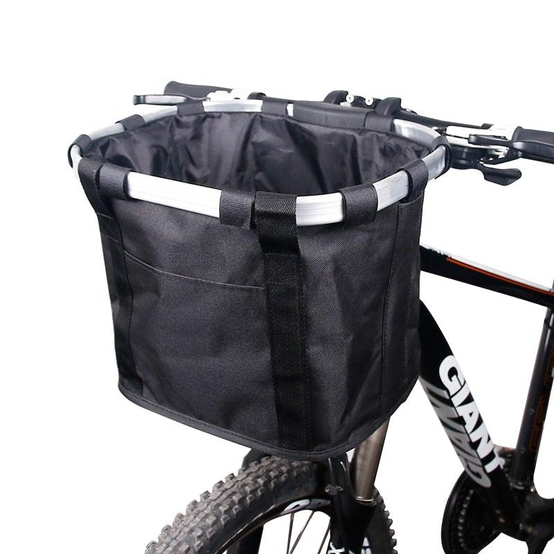 Panier de vélo pour guidon, support de transport pour cyclisme, pochette de vélo, sac de transport avant, panier de chargement de vélo, panier de vélo amovible, panier pliable pour petit chien ou chat pour la plupart des VTT et vélos, installation facile