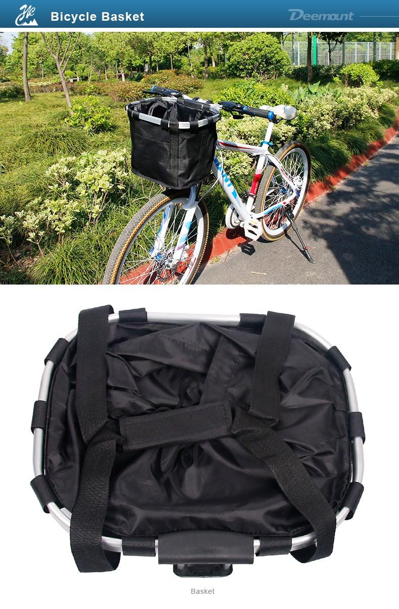 Panier de vélo pour guidon, support de transport pour cyclisme, pochette de vélo, sac de transport avant, panier de chargement de vélo, panier de vélo amovible, panier pliable pour petit chien ou chat pour la plupart des VTT et vélos, installation facile