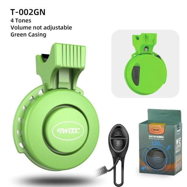 Sonnette électronique de vélo, alarme de klaxon de trottinette, chargement USB, avertisseur sonore de cyclisme, alerte de sécurité, mini klaxon de vélo bruyant rechargeable USB, alerte d'alarme de cyclisme à monter sur le guidon pour VTT