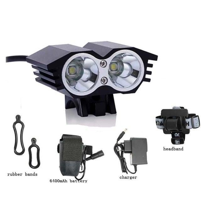 Phare avant de vélo super lumineux Phare de vélo de route Batterie de 6400 mAh Chargeur Lumière de vélo USB rechargeable Kit de phare de vélo Installable en quelques secondes sans outils Phare de vélo puissant