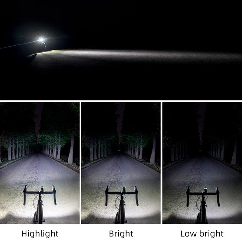 Éclairage de vélo avant, chargement USB, phare de vélo, lampe torche anti-éblouissement pour la nuit, phare avant de vélo de route et feu arrière, phare de vélo LED à 5 modes pour hommes, femmes, cyclisme de route, VTT, conduite de nuit, 4800mAh