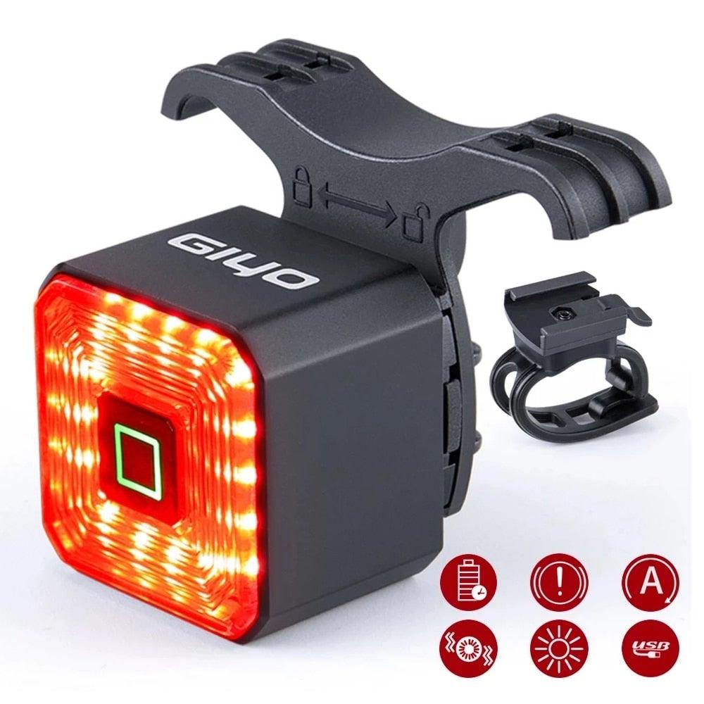 Feu arrière intelligent pour vélo, feu de freinage LED USB étanche, lampe de sécurité pour cyclisme, feux arrière de vélo étanches, rechargeable USB, ultra lumineux, feu de freinage LED pour vélo, feu arrière de sécurité pour le cyclisme, lampe de poche.