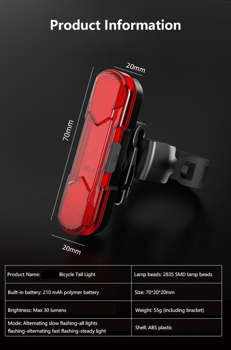 Feux de vélo étanches pour la conduite, feu arrière, rechargeable par USB, phare de VTT, éclairage de vélo, feu arrière, lampe de sécurité de vélo lumineuse, lampe torche de cyclisme