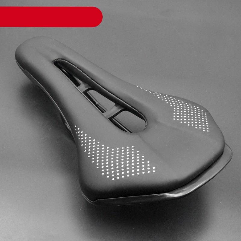 Selle de vélo de route avec rails en acier, coussin de VTT antidérapant en cuir PU souple, selle de vélo de route et VTT confortable avec coussin en mousse à mémoire de forme pour le cyclisme sur route.