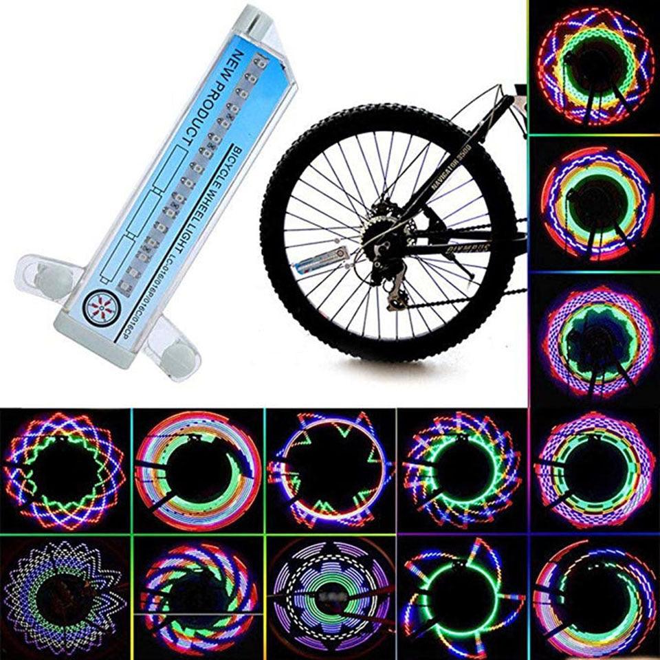 Éclairage de jante de vélo LED avec 32 motifs lumineux changeants, pour roue de vélo, moto, VTT, lampe à rayons clignotante pour cyclisme en plein air.