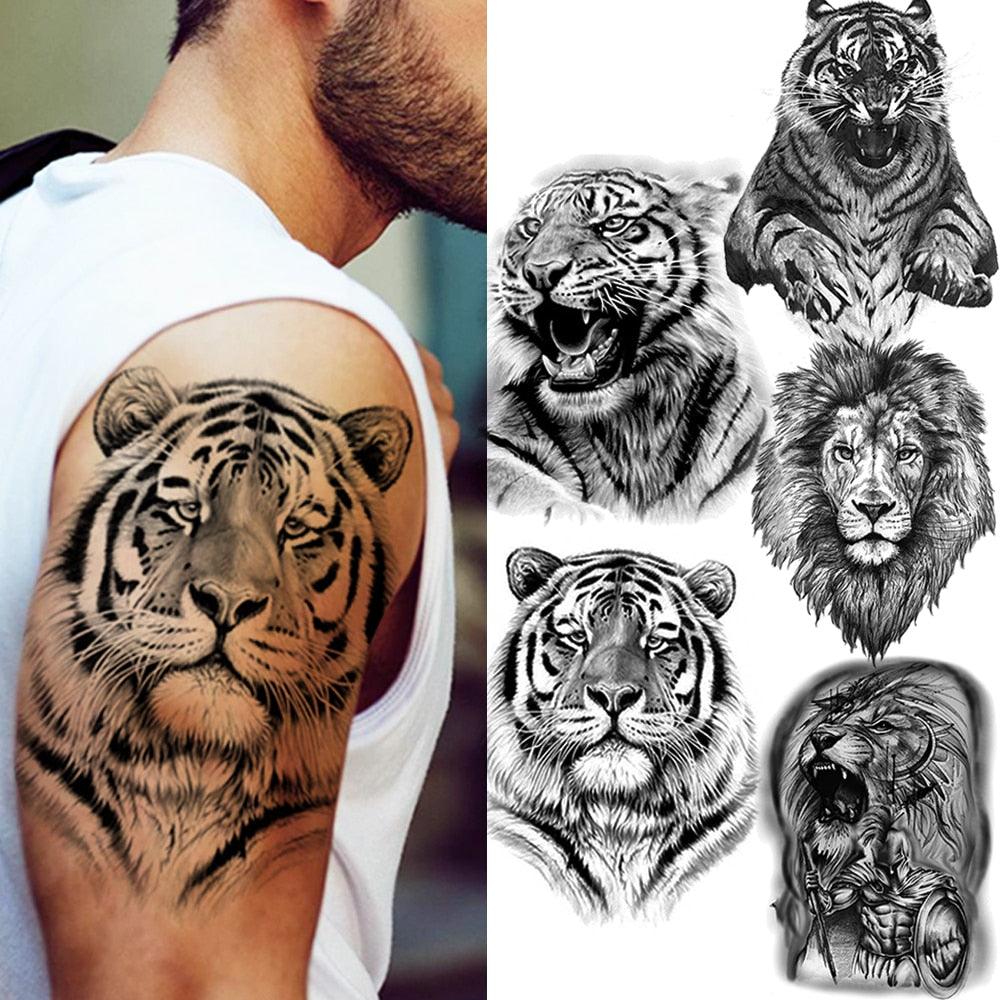 Grands Tatouages ​​Tigre Noir Imperméables Tatouages ​​Léopard Grande Bête Corps Bras Jambes Tatouage Tigre Cool Face Tatouages Temporaires Pour Femmes Hommes