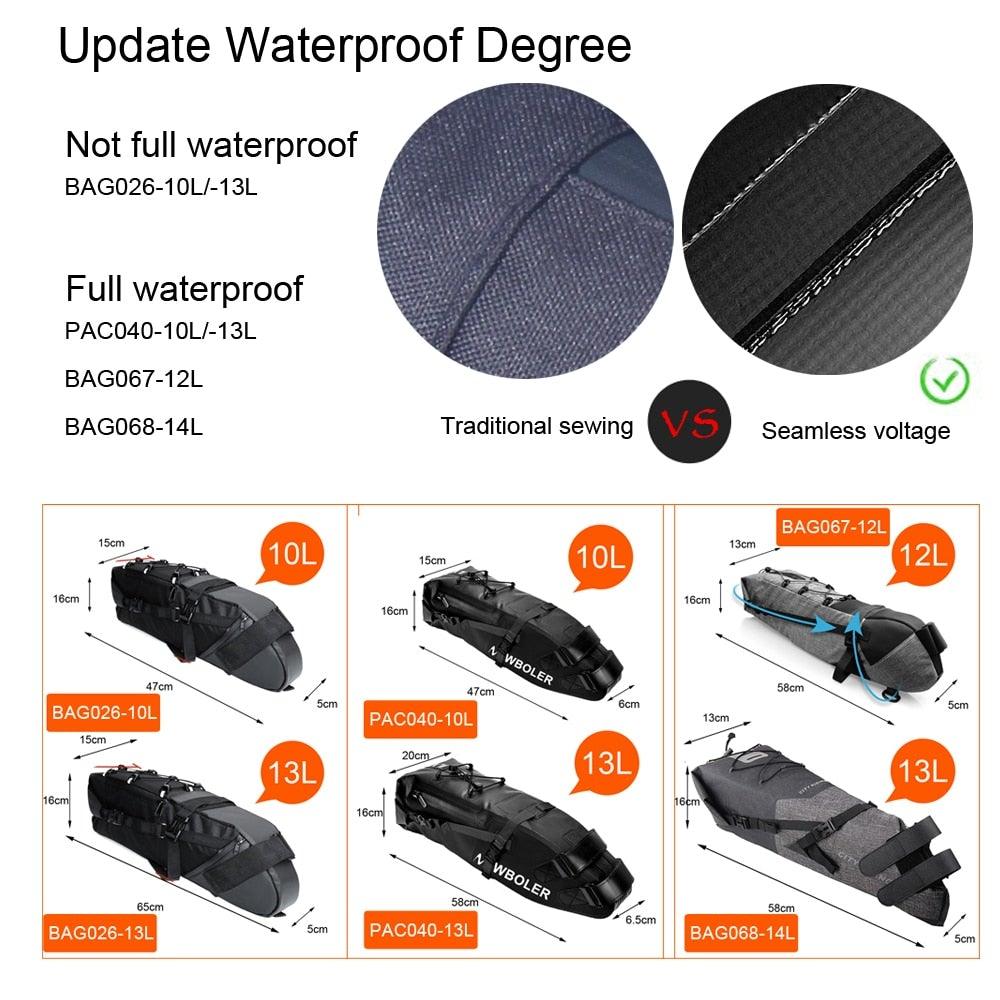 Sac de Vélo Imperméable Grande Capacité Sacoche de Vélo Pliable pour Vélo de Route Sac de Rangement Arrière pour Vélo Sac de Selle Imperméable Roulable Sac Arrière pour Vélo Noir 13L