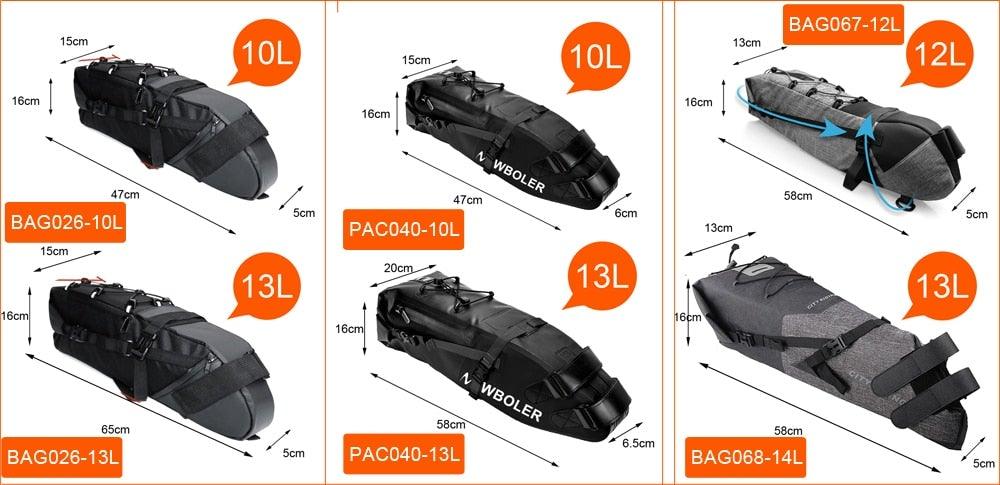 Sac de Vélo Imperméable Grande Capacité Sacoche de Vélo Pliable pour Vélo de Route Sac de Rangement Arrière pour Vélo Sac de Selle Imperméable Roulable Sac Arrière pour Vélo Noir 13L